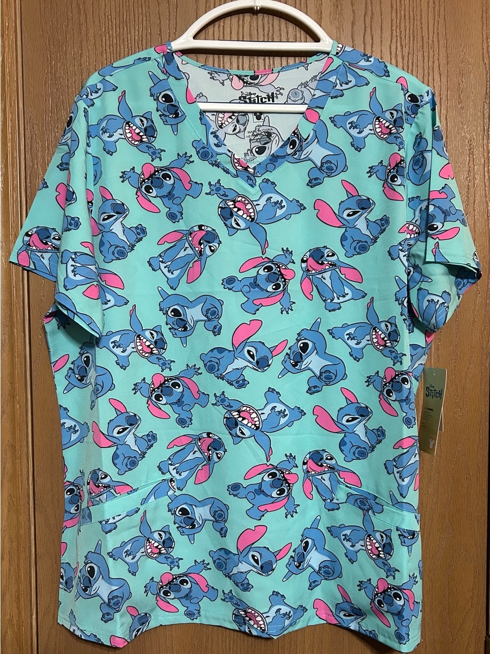 Disney Stitch Women's Graphic Scrub Top